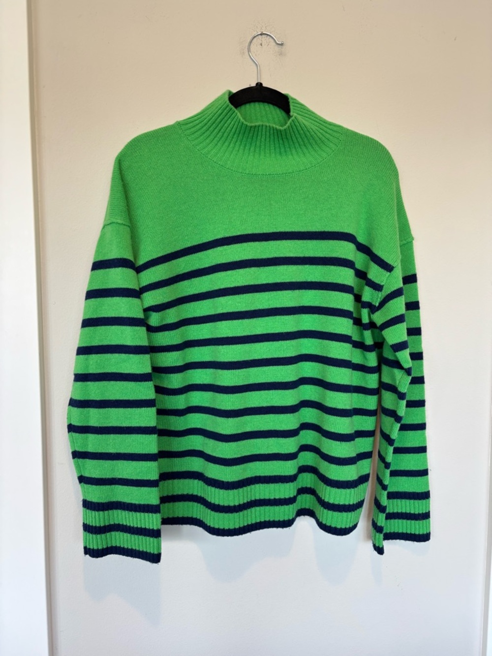 Rails Green and Navy Striped Turtleneck Sweater 195
